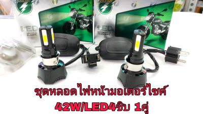 หลอดไฟหน้าLED ใส่รถมอเตอร์ไซค์รุ่น M:02H/RTD 42W 6500Kคู่ละ425บาท