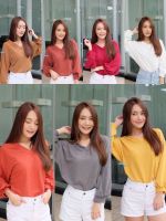 เสื้อไหมพรม คอวี แขนบอลลูน ผู้ชายใส่ได้ สีพื้น 7สี