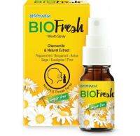 BIOFRESH MOUTH SPRAY 15ML ไบโอเฟรช สเปรย์ คาโมมายล์ สเปรย์พ่นคอ ให้ความรู้สึกเย็น ลมหายใจสดชื่น