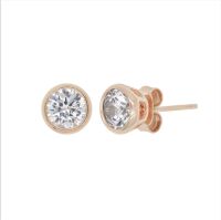 A.CEMI Single Stud Earring ต่างหูเงินแท้ ชุบทอง 18K โรสโกลว์