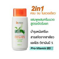 Laviteen แชมพูชาเขียว 2in1 ผสมครีมนวด ขจัดรังแคพร้อมบำรุงเส้นผมด้วยโปร-วิตมินบี5 350ml.