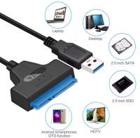 สายเคเบิล SATA 3ถึง USB 3.0/2.0 6Gbps ฮาร์ดดิสก์ความเร็วสูงสายเคเบิลอะแดปเตอร์สำหรับฮาร์ด SSD ไดรฟ์ภายนอก2.5นิ้วสาย SATA 22ขา USB 3.0สาย Sata III