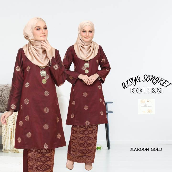 [MAROON GOLD & MAROON SILVER EDITION] KURUNG PAHANG PESAK SONGKET AISYA ...