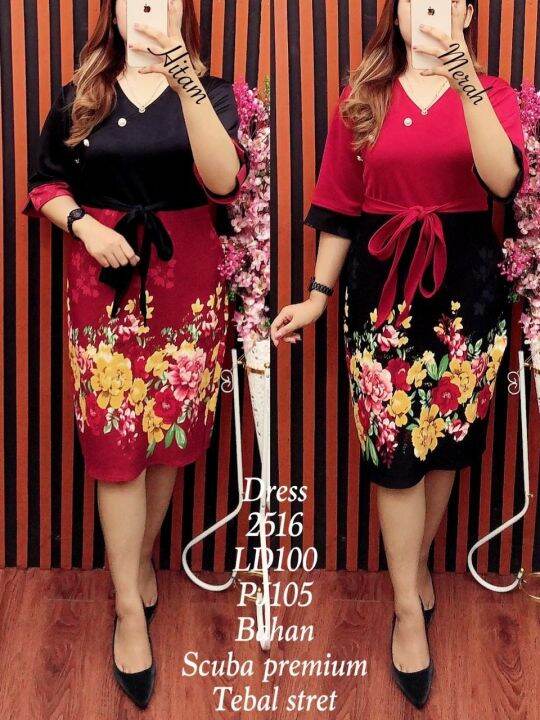 FY2516 Dress Scuba Premium Tebal Lazada Indonesia