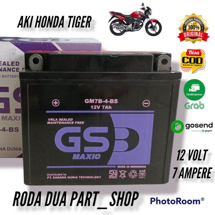 Aki kering honda tiger merk gsb gm7b-4b,aki kering honda tiger revo,aki