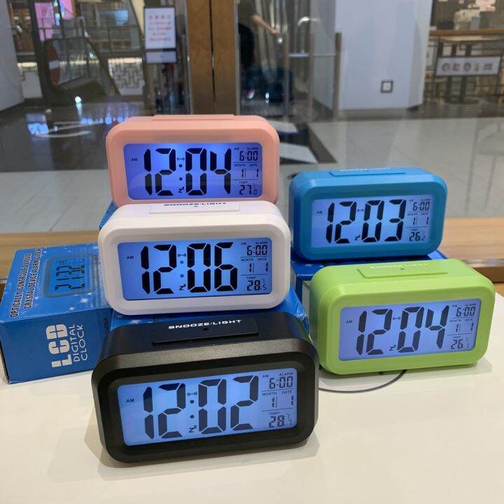 Digital Backlight LED Display Table Alarm Clock Snooze Thermometer