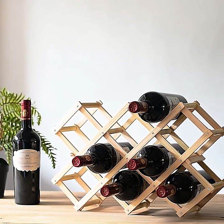 ที่วางขวดไวน์ ชั้นเก็บไวน์ Red wine storage rack ชั้นวางขวดไวน์ พับเก็บ