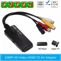 สาย HDMI To RCA 1080P วิดีโอ HD Audio Converter RCA AV Converter สำหรับทีวี VHS VCR เครื่องบันทึก DVD