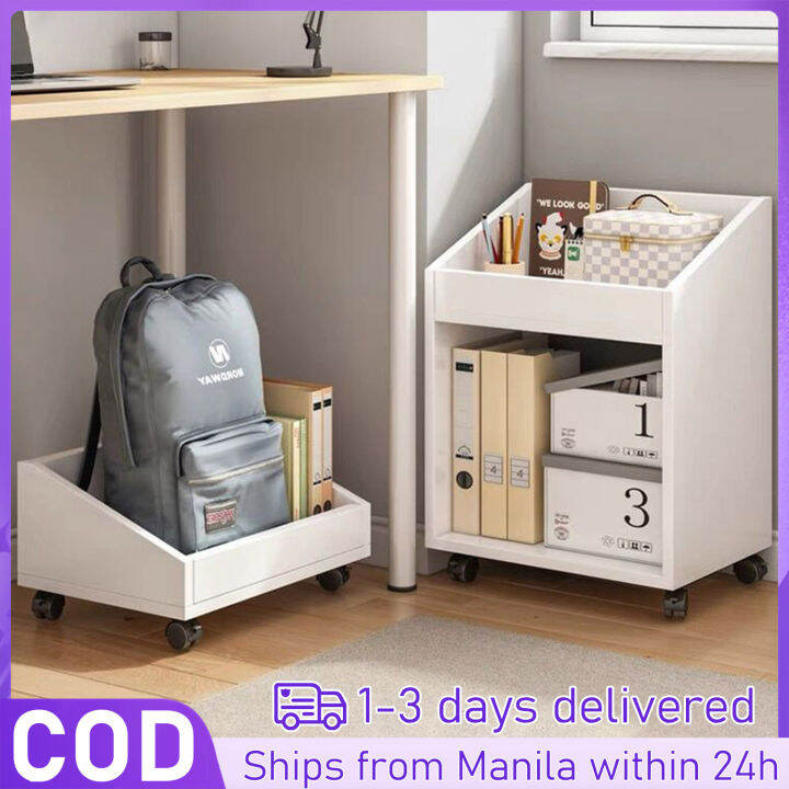 Under Table Organizer with Wheel Storage Wood Furnitures Home