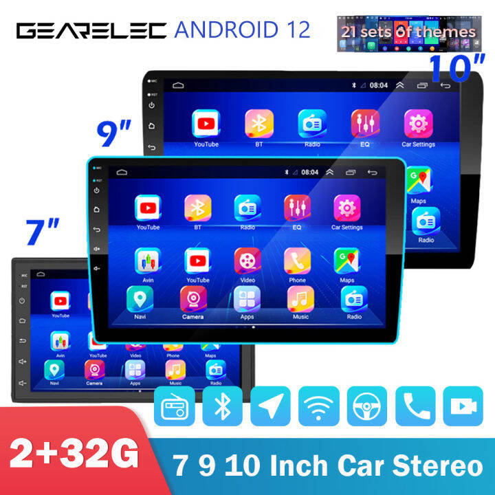 GEARELEC 2GB+32GB Universal car Stereo Android 12 7/9/10 Inch Car ...