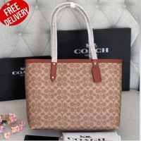 กระเป๋าถือ ใบใหญ่ COACH 69422 CENTRAL TOTE WITH ZIP IN SIGNATURE COATED
 CANVAS งาน SHOP