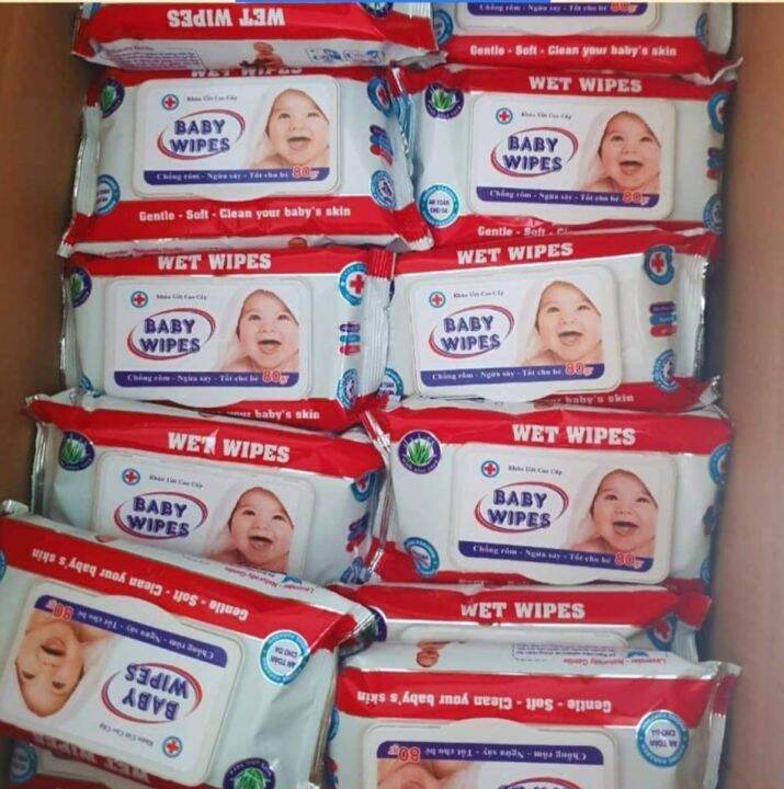 combo 10 bịch khăn ướt baby wipes Lazada.vn