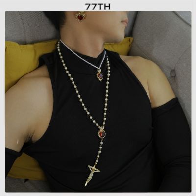 77th Jesus renaissance heart pearl necklace