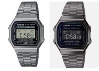 นาฬิกาข้อมือ CASIO A168WEGG-1B สแตนเลสสตีล สีดำ Unisex Digital