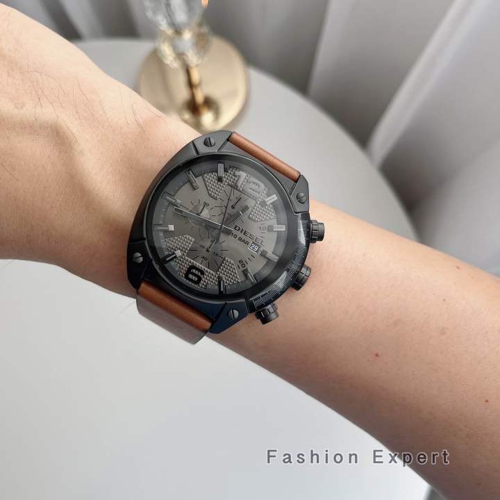 ของแท้100-dz4317-นาฬิกาข้อมือ-diesel-mens-overflow-analog-display-quartz-movement-brown-watch