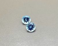 คู่บุษราคัมสีฟ้าธรรมชาติกลม 7 มม 7mm round natural blue topaz pair