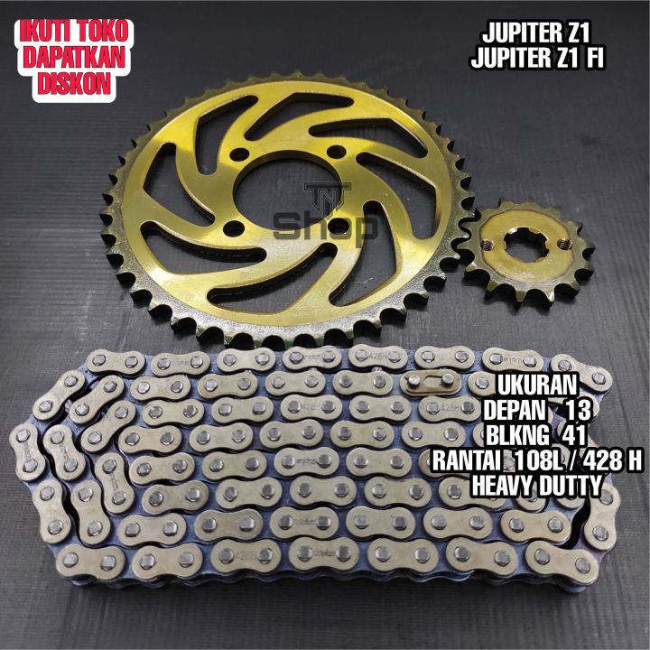 Gear Gir satu set Jupiter Z1 Baja Bakar sepuh Gear Jupiter Z1 gigi tarik Jupiter Z1 rantai roda