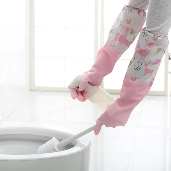 Rubber Gloves，Latex Long Gloves Dishwashing Gloves Laundry Waterproof