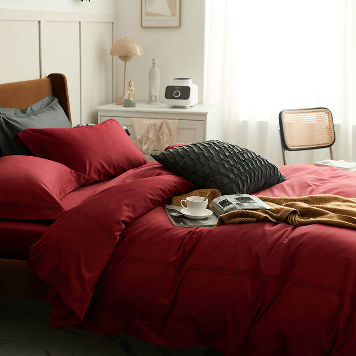 Red Wedding 120 Cotton FourPiece Set Accessible Luxury Cotton Wedding