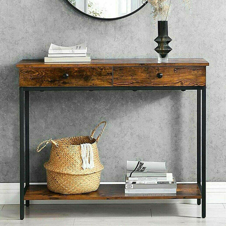 Hallway Table Solid Wood with Drawer Modern Minimalist Wall Table