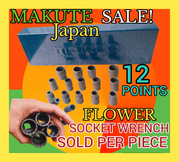 FLOWER SOCKET WRENCHES SHORT MAKUTE JAPAN SOLD PER PIECE 8MM24 12