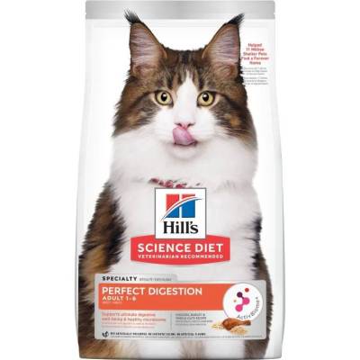 Hills Science Diet
Adult Perfect Digestion Chicken, Barley &amp; Whole Oats Recipe Cat Food 1.58 kg. อาหารเม็ดแมว
