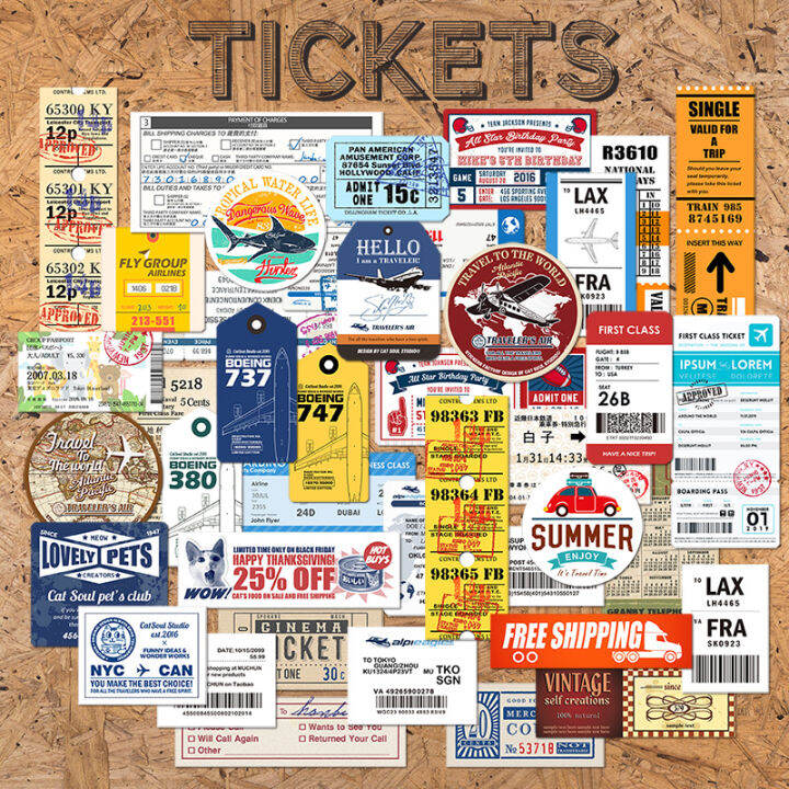 Retro Air Boarding Pass Ticket Consignment Label Box Stickers Original