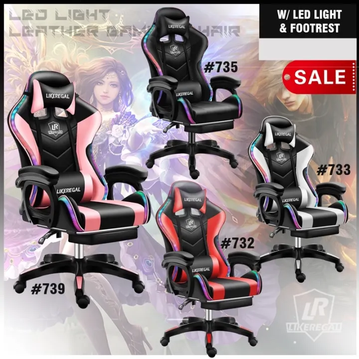 LED Light Leather Gaming Chair | Lazada PH