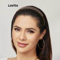 Lovito ที่คาดผมสีทองประดับเพชรเทียม ไรน์สโตน สไตล์เรียบหรู ดูเฉิดฉายเปล่งประกายในทุกวัน Jewelry Headband for Party