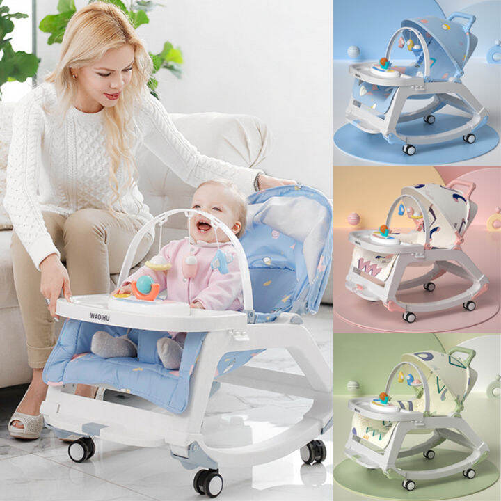 Baby Rocking Chair Portable 5 In 1 Baby Rocker Swing with Dining and