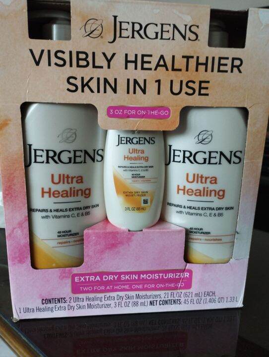 Jergens Ultra Healing, Extra Dry Skin Moisturizer, 3 Bottle Pack, 1.33 ...