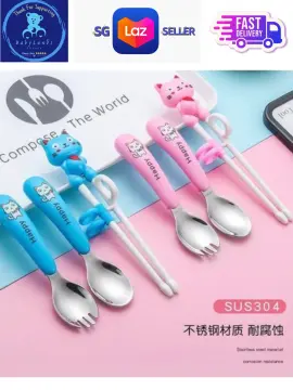 Kids Stainless Fork Spoon Set Funny Building Block Cartoon Tableware  Portable Storage Jigsaw Puzzle Toys Children Tableware - AliExpress