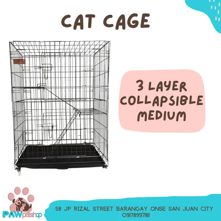 3 TIER COLLAPSIBLE CAT CAGE WITH WHEELS MEDIUM SIZE Lazada PH