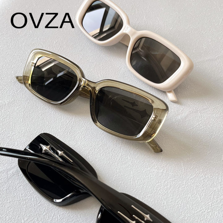 Ovza Retro Vintage Sunglasses For Men Rectangle Eyeglasses Women Uv400 Uv Protection Punk Style 