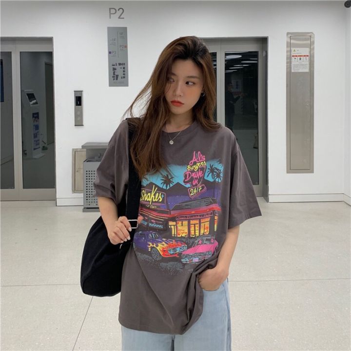 พร้อมส่ง-เสื้อยืดทรงoversize-ลายวินเทล-no-226