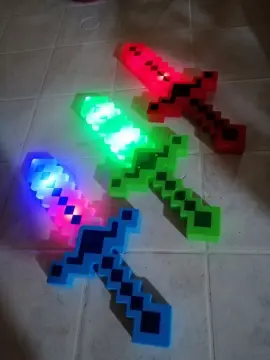 Green Glowing Sword In A Minecraft World Background, Pictures Of A