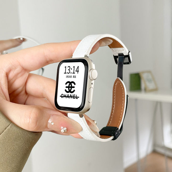 psnld-สายนาฬิกาเหมาะสำหรับ-apple-iwatch8-7-6-5-se2สายนาฬิกา-applewatch-สายนาฬิกาหนังพับได้หัวเข็มขัดแม่เหล็กสร้างสรรค์-watchse