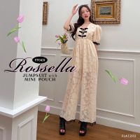 FLAT2112 FF0431 : ROSELLA JUMPSUIT WITH MINI POUCH ชุดจั๊มสูทกางเกงขายาว