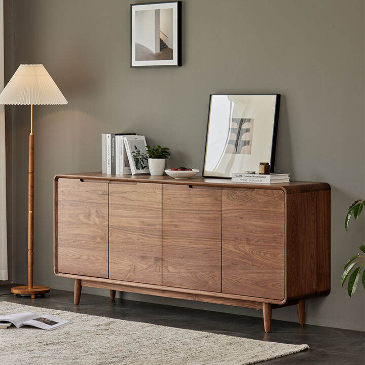 Solid Wood Sideboard Black Walnut Side Living Room Entrance