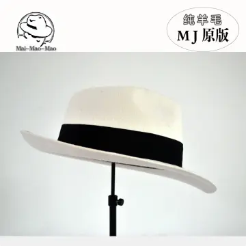 Michael Jackson White Black Fedoras Wide Brim Gentleman Wool Hats 56-58cm