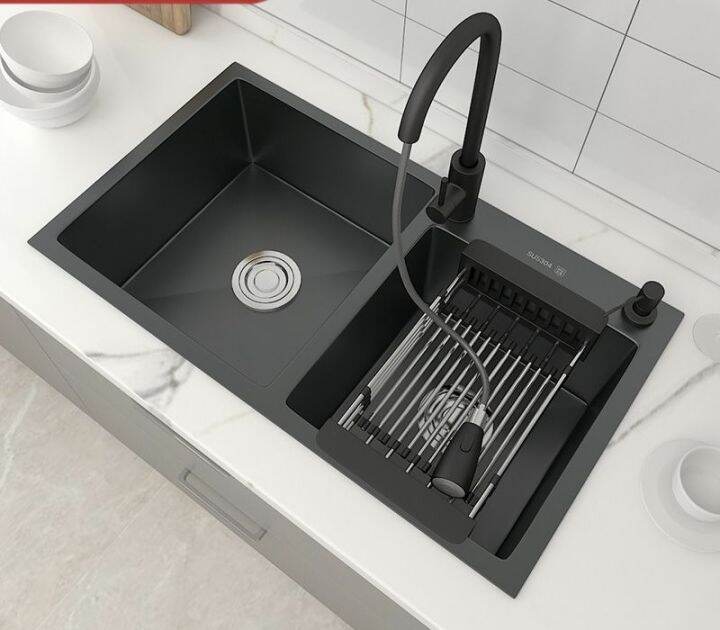 SUS304 stainless steel double groove (82cm ×43cm) Black nano sink