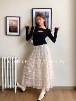 Layers two tone skirt กระโปรงยาว ดีเทลเย็บเลเยอร์เป็นชั้นๆสลับทูโทน เอวสม็อค