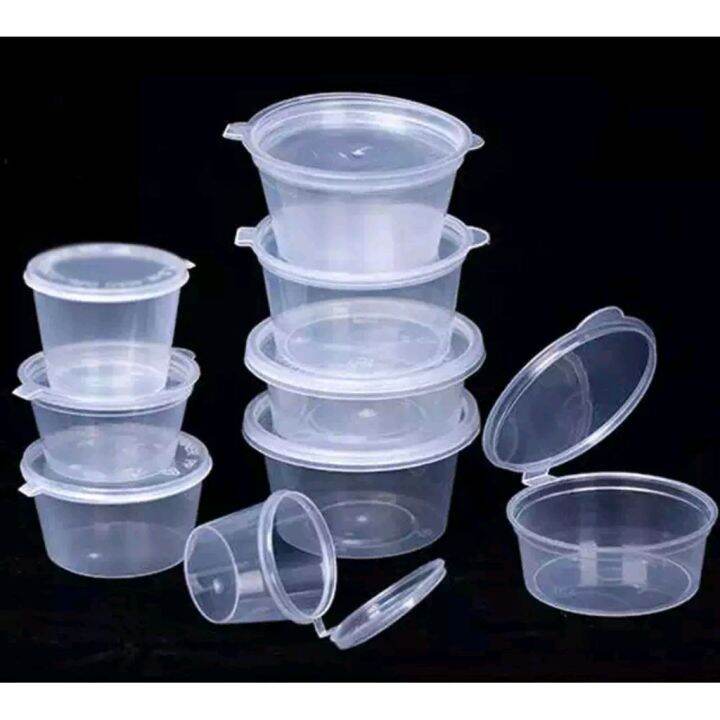 100pcs Plastic Sauce Cup Hinged Cup Sauce Container Lazada PH