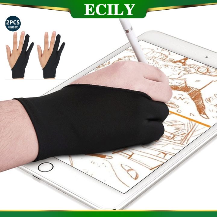 Anti-fouling Two-Fingers Anti-touch Painting Glove For Drawing Tablet Right  and Left Glove Anti