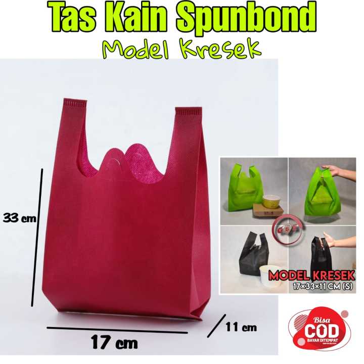 Goodiebag Tas Kain Spunbond Polos Ukuran 17x33x11 Cm Model Kresek Untuk Kantong Belanja 3194