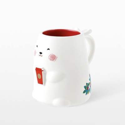 Starbucks แท้ Rabbit with Red Cup Mug 10oz. แก้วน้ำสตาร์บัคส์เซรามิก ขนาด 10ออนซ์ รุ่น A9001241