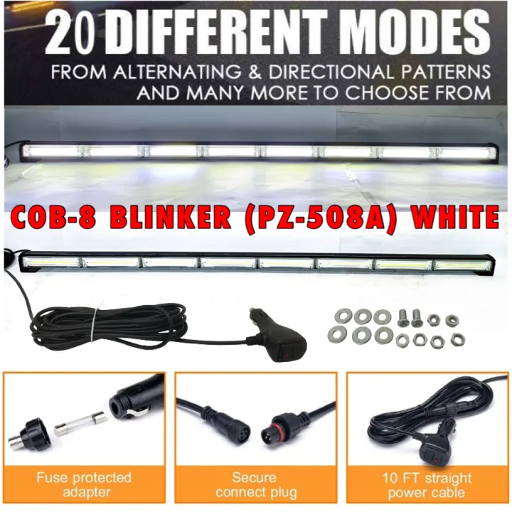 CPO 117.5cm COB 8 LED 20 Mode Flashing Strobe Modes Emergency Warning