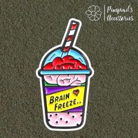 ʕ •ᴥ•ʔ ✿ พร้อมส่ง : เข็มกลัดลายแก้วเครื่องดื่ม “BRAIN FREEZE” | “BRAIN FREEZE” Enamel Brooch Pin.