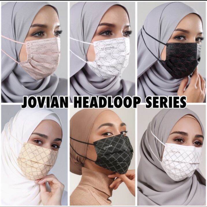 Jovian Headloop Disposable 3Ply Monogram Mask (30 pcs) Lazada