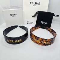 CELINE HEADBAND IN BLOND HAVANA ACETATE AND BRASS WITH GOLD FINISH ที่คาดผมซีลีน โลโก้สีทอง งานสวยมาก แนะนำเลย  สินค้าพร้อมจัดส่ง ถ่ายรูปจากสินค้าจริงของทางร้าน